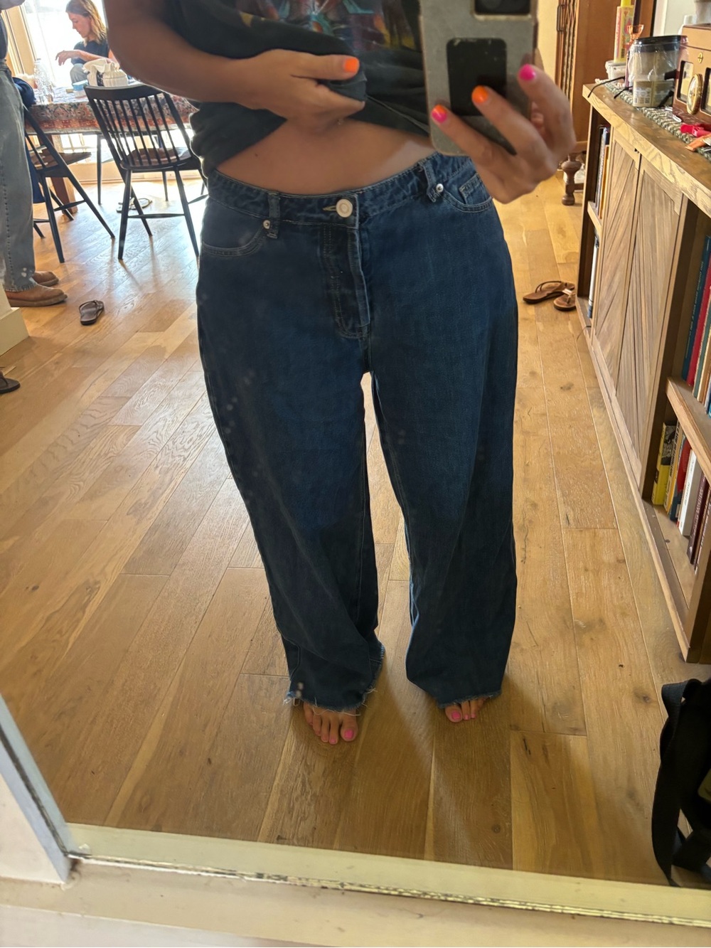 Tiger mist wide leg dark jeans cut hem